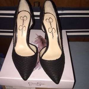 Jessica Simpson Snake Emboss Nubuck Heels